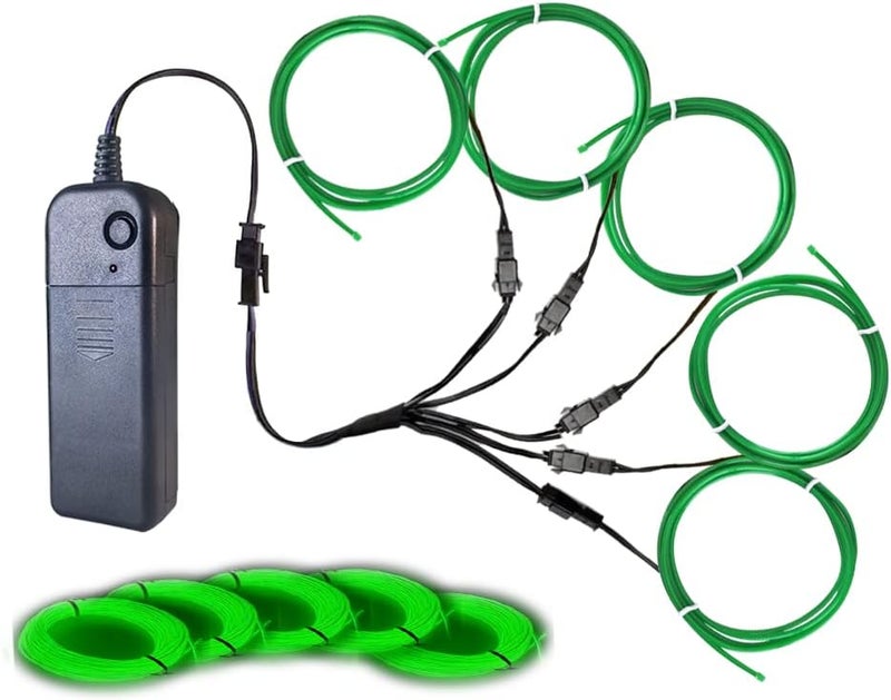 TiTiToo Neon Light 5-in-1 Meter Wire，Portable Battery Pack with Decorative Wire，Suitable for Birthday Parties，Thanksgiving and Other Occasions. (Green) - Image 1